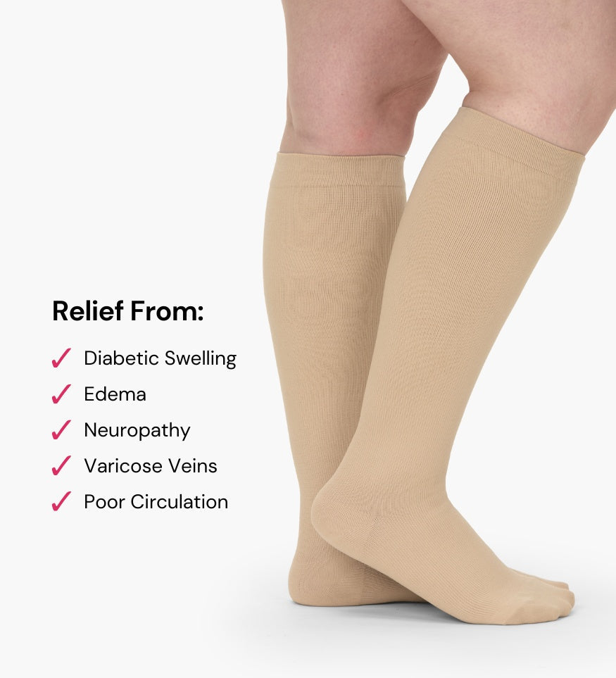 Everstride™ Advanced Wide Compression Socks For Pain Relief - M / Beige