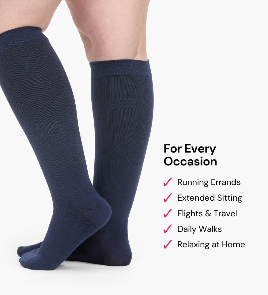 Everstride™ Advanced Wide Compression Socks For Pain Relief - M / Navy