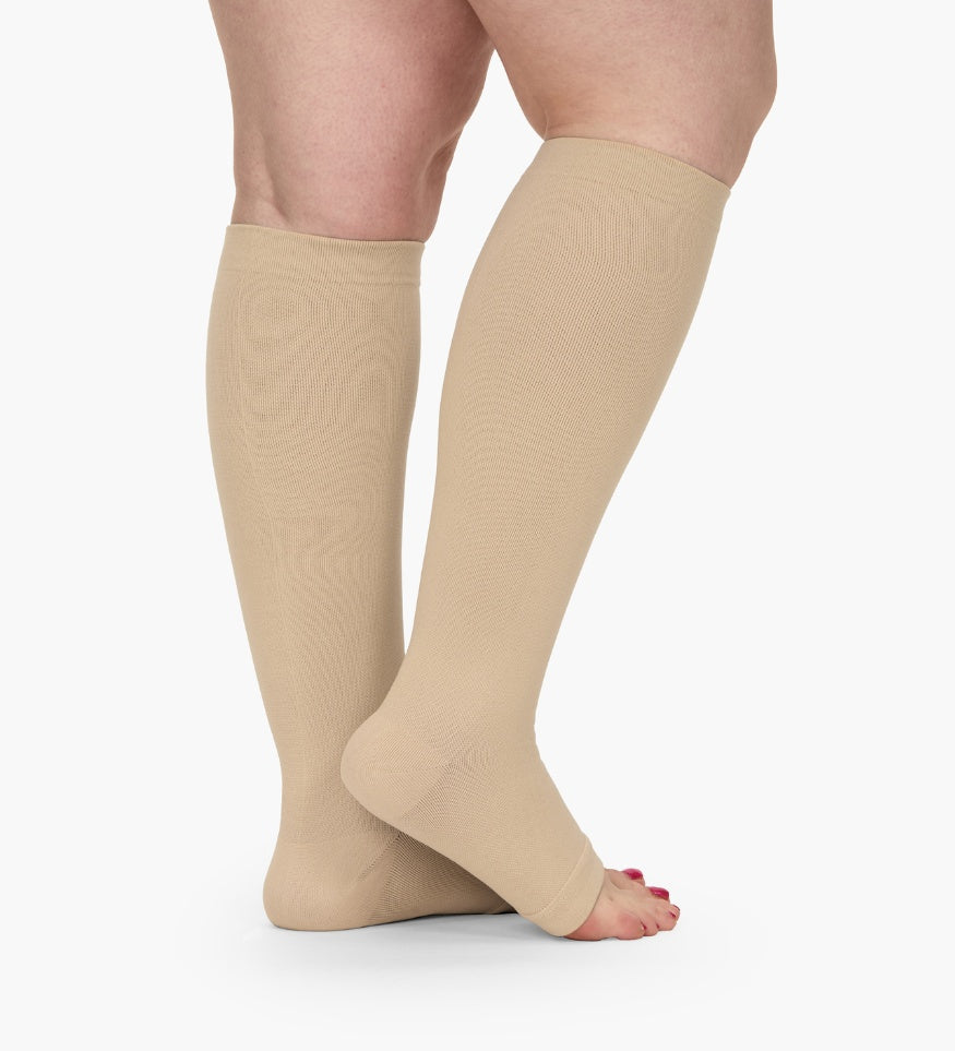 New! Everstride™ Toeless Wide Compression Socks For Pain Relief - L / Beige